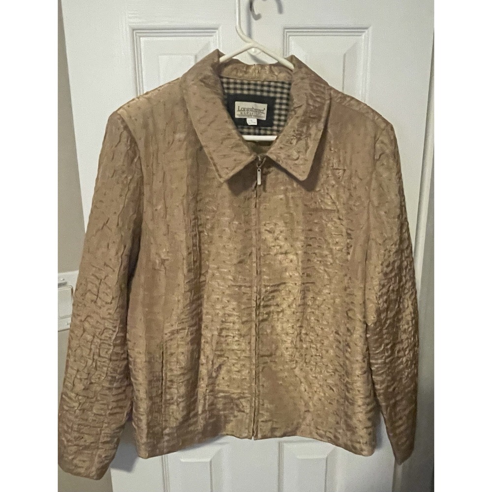Vintage Longaberger Quilted Gold Jacket Y2K Retro Embroidered Plaid Fall